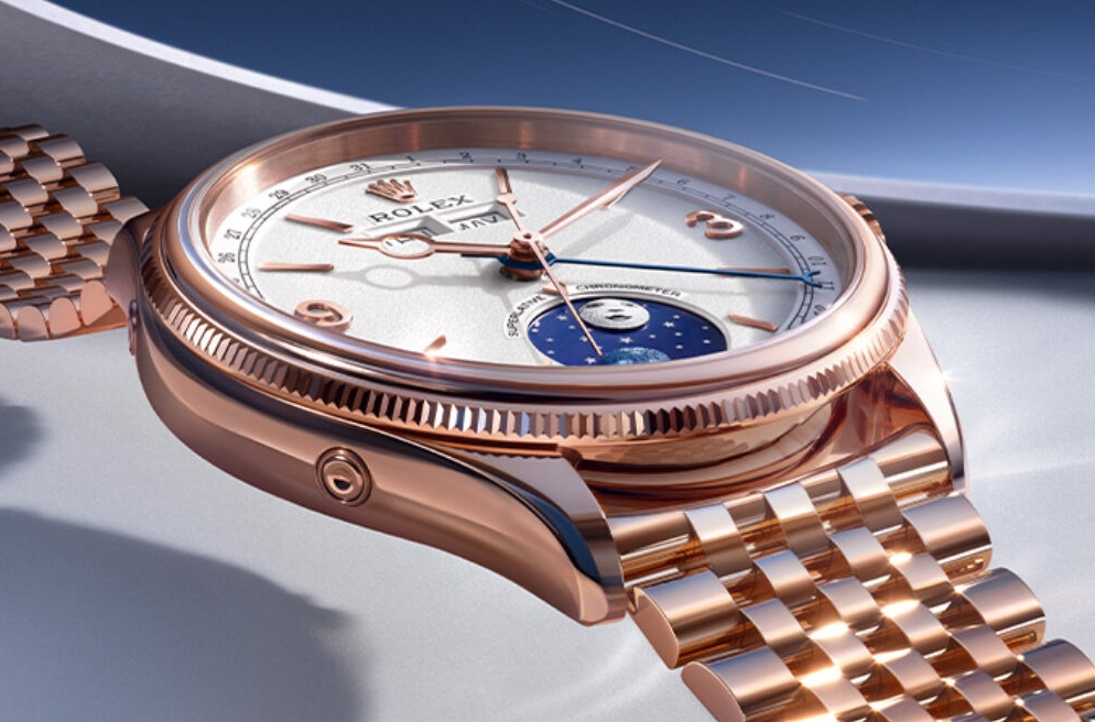 Rolex Padellone rose gold replica watch side view